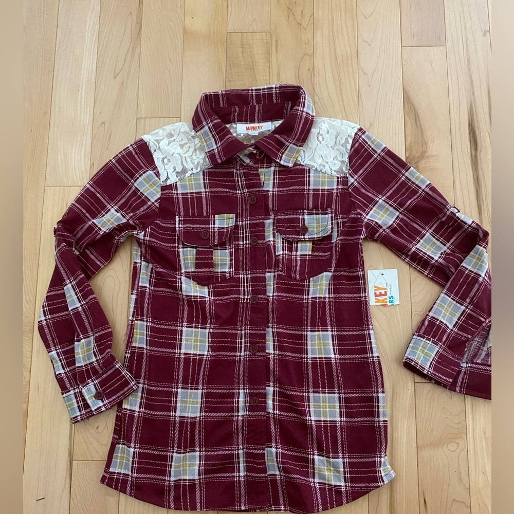 🌟4/$16🌟 Girls plaid button down  shirt SIZE 5/6
